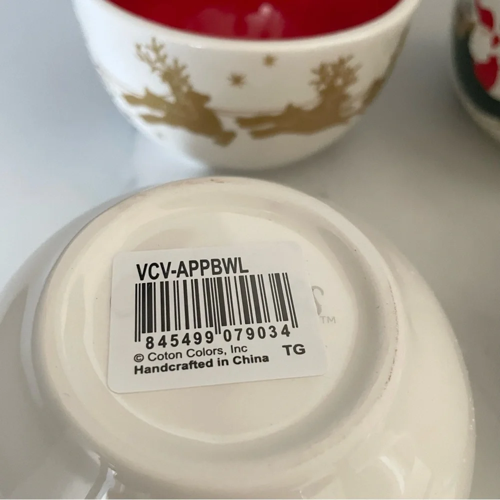 NEW! SET of 4 Christmas Village Appetizer/Dessert Bowls by Coton Colors